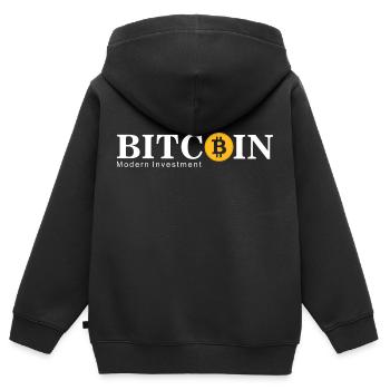Bitcoin Logo - Crypto Fan - Cryptocurrency Bitcoin - Sweat Premium à capuche zippé enfant bio - noir - Dos - AI Model Kid Male (0cm)