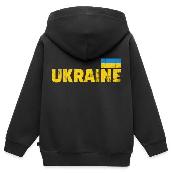 ukraine fahne - Kinder Premium Organic Zip Hoodie - Schwarz - Hinten - AI Model Kid Male (0cm)
