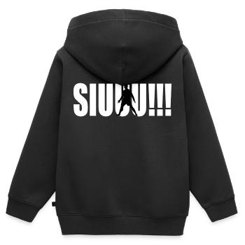 Siuuu Fußball - Kinder Premium Organic Zip Hoodie - Schwarz - Hinten - AI Model Kid Male (0cm)