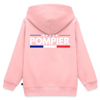Pompier français Bleu Blanc Rouge - Sweat Premium à capuche zippé enfant bio - rose - Dos - AI Model Kid Female (0cm)