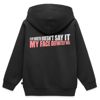 Mon visage le fera certainement - Sweat Premium à capuche zippé enfant bio - noir - Dos - AI Model Kid Male (0cm)