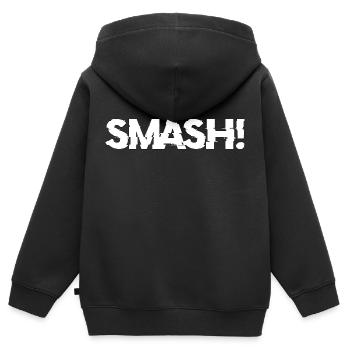 Cadeau Youth Word Smash - Sweat Premium à capuche zippé enfant bio - noir - Dos - AI Model Kid Male (0cm)