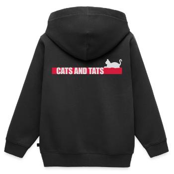 cats and tats Zitat - Kinder Premium Organic Zip Hoodie - Schwarz - Hinten - AI Model Kid Male (0cm)