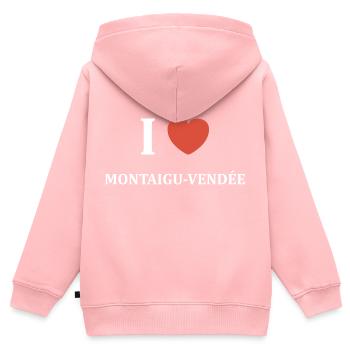 i love Montaigu Vendée - Sweat Premium à capuche zippé enfant bio - rose - Dos - AI Model Kid Female (0cm)