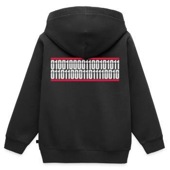 Binary Code Program Language - Kids Premium Organic Zip-up Hoodie - black - Back - AI Model Kid Male (0cm)