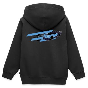 Bugat Sportwagen Speed - Kinder Premium Organic Zip Hoodie - Schwarz - Hinten - AI Model Kid Male (0cm)