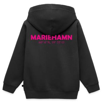 Mariehamn - Finland - Coordinates - Longitude - Kids Premium Organic Zip-up Hoodie - black - Back - AI Model Kid Male (0cm)
