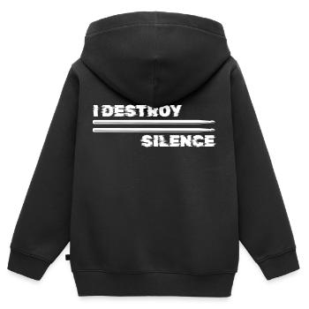 Batterie, Je détruis le silence - Sweat Premium à capuche zippé enfant bio - noir - Dos - AI Model Kid Male (0cm)