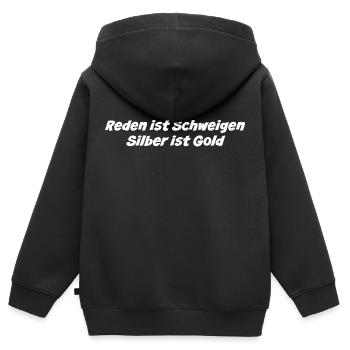 Reden ist Schweigen Silber ist Gold - Kinder Premium Organic Zip Hoodie - Schwarz - Hinten - AI Model Kid Male (0cm)