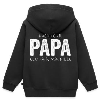Meilleur Papa élu Par Ma Fille - Sweat Premium à capuche zippé enfant bio - noir - Dos - AI Model Kid Male (0cm)
