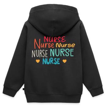 Infirmière - infirmière cadeau - Sweat Premium à capuche zippé enfant bio - noir - Dos - AI Model Kid Male (0cm)