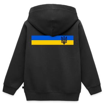 UKRAINE Sportlich - Kinder Premium Organic Zip Hoodie - Schwarz - Hinten - AI Model Kid Male (0cm)