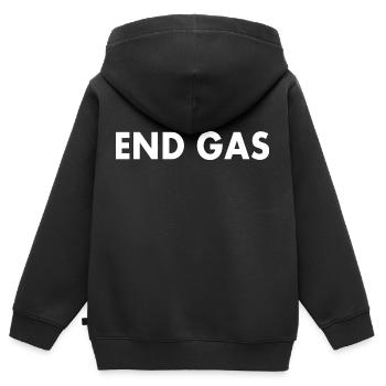 End gas - Kinder Premium Organic Zip Hoodie - Schwarz - Hinten - AI Model Kid Male (0cm)