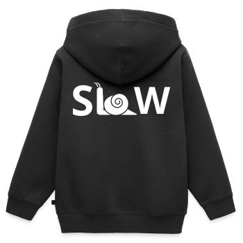 Langsame Schnecke - Kinder Premium Organic Zip Hoodie - Schwarz - Hinten - AI Model Kid Male (0cm)