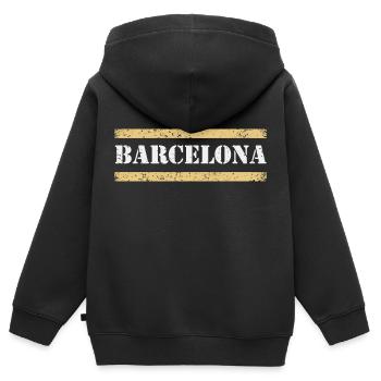 Barcelona - Kinder Premium Organic Zip Hoodie - Schwarz - Hinten - AI Model Kid Male (0cm)