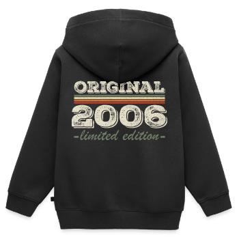 Légende depuis 2006 Né en 2006 Anniversaire 2006 - Sweat Premium à capuche zippé enfant bio - noir - Dos - AI Model Kid Male (0cm)