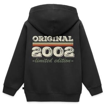 Légende depuis 2002 Né en 2002 Anniversaire 2002 - Sweat Premium à capuche zippé enfant bio - noir - Dos - AI Model Kid Male (0cm)