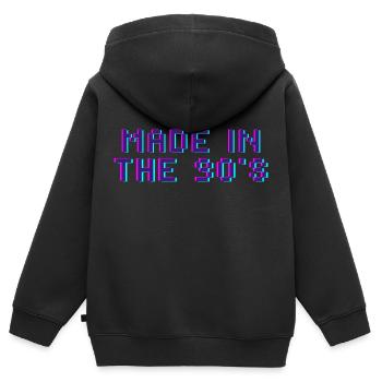Made in the 90's - Kinder Premium Organic Zip Hoodie - Schwarz - Hinten - AI Model Kid Male (0cm)
