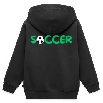 Soccer - Kinder Premium Organic Zip Hoodie - Schwarz - Hinten - AI Model Kid Male (0cm)