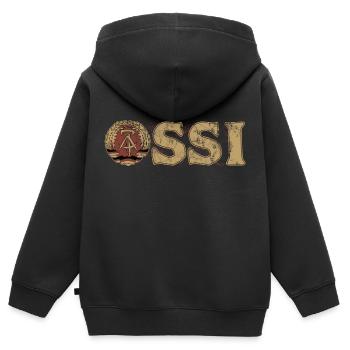 Ossi, DDR, Wappen, Osten, Geschenk - Kinder Premium Organic Zip Hoodie - Schwarz - Hinten - AI Model Kid Male (0cm)