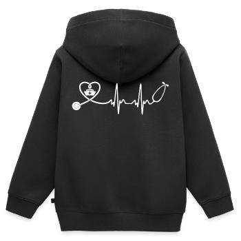 Krankenschwester - Krankenschwester - Herzschlag - Kinder Premium Organic Zip Hoodie - Schwarz - Hinten - AI Model Kid Male (0cm)