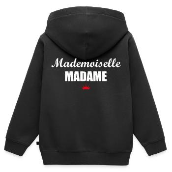 Mademoiselle Madame - Kinder Premium Organic Zip Hoodie - Schwarz - Hinten - AI Model Kid Male (0cm)