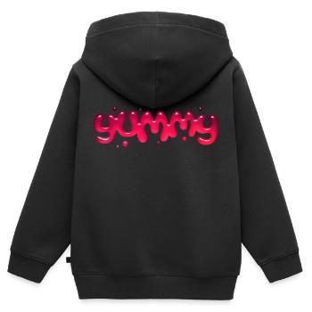 Graphisme de texte délicieux - Sweat Premium à capuche zippé enfant bio - noir - Dos - AI Model Kid Male (0cm)