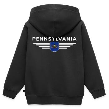 T-shirt de supporter de Pennsylvanie – Parfait pour les fans - Sweat Premium à capuche zippé enfant bio - noir - Dos - AI Model Kid Male (0cm)