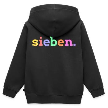 Sieben 7. Geburtstag - Kinder Premium Organic Zip Hoodie - Schwarz - Hinten - AI Model Kid Male (0cm)