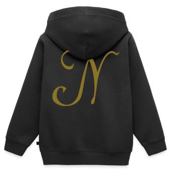 Buchstabe N - Kinder Premium Organic Zip Hoodie - Schwarz - Hinten - AI Model Kid Male (0cm)