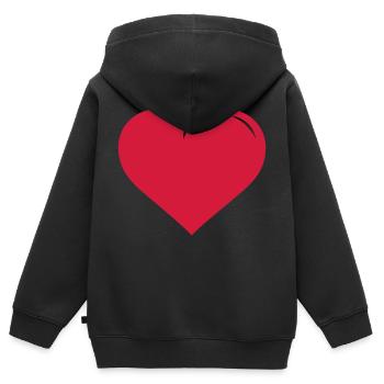 rotes Herz - Kinder Premium Organic Zip Hoodie - Schwarz - Hinten - AI Model Kid Male (0cm)
