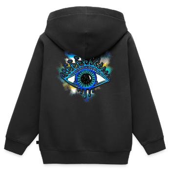 Auge, Träger des Lichtes, Symbol der Klarheit - Kinder Premium Organic Zip Hoodie - Schwarz - Hinten - AI Model Kid Male (0cm)