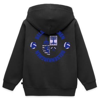 Gelsenkirchen (ID: 001013) - Kinder Premium Organic Zip Hoodie - Schwarz - Hinten - AI Model Kid Male (0cm)