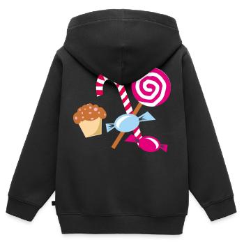 Candy - Kids Premium Organic Zip-up Hoodie - black - Back - AI Model Kid Male (0cm)