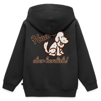 Haart - aber herzlich - Kinder Premium Organic Zip Hoodie - Schwarz - Hinten - AI Model Kid Male (0cm)