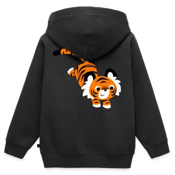 Süßer Springender Tiger von Cheerful Madness!! - Kinder Premium Organic Zip Hoodie - Schwarz - Hinten - AI Model Kid Male (0cm)