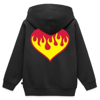 Coeur Flamboyant - Sweat Premium à capuche zippé enfant bio - noir - Dos - AI Model Kid Male (0cm)