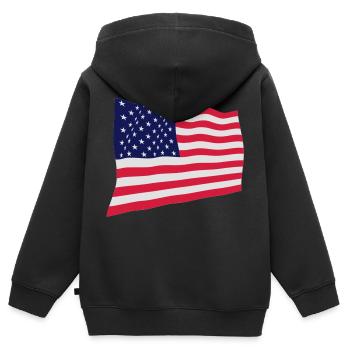 USA - Kinder Premium Organic Zip Hoodie - Schwarz - Hinten - AI Model Kid Male (0cm)