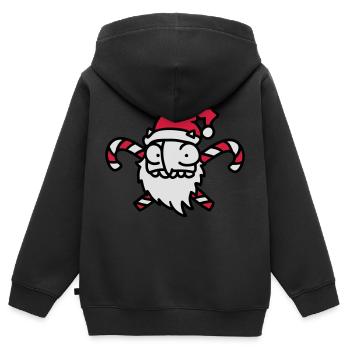 Weihnachtsmann Zuckerstange 3 - Kinder Premium Organic Zip Hoodie - Schwarz - Hinten - AI Model Kid Male (0cm)