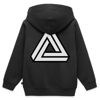 Triangle_v1 - Kinder Premium Organic Zip Hoodie - Schwarz - Hinten - AI Model Kid Male (0cm)