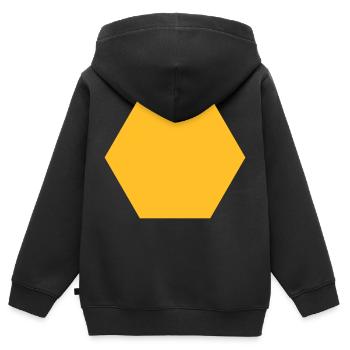 Wabe 1 - Kinder Premium Organic Zip Hoodie - Schwarz - Hinten - AI Model Kid Male (0cm)