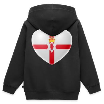 Herz (Nordirland / Northern Ireland) - Kinder Premium Organic Zip Hoodie - Schwarz - Hinten - AI Model Kid Male (0cm)