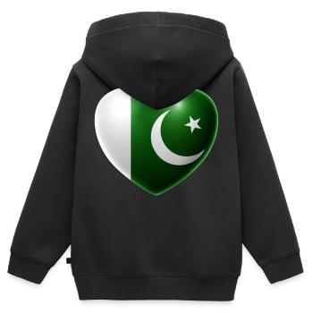 Herz (Pakistan) - Kinder Premium Organic Zip Hoodie - Schwarz - Hinten - AI Model Kid Male (0cm)