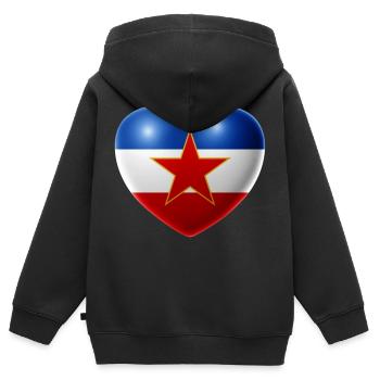 Herz (Jugoslawien / Jugoslavija / Jugosllavia) - Kinder Premium Organic Zip Hoodie - Schwarz - Hinten - AI Model Kid Male (0cm)