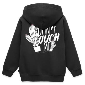 Ne me touche pas - Sweat Premium à capuche zippé enfant bio - noir - Dos - AI Model Kid Male (0cm)