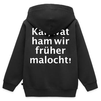 Kär wat ham wir früher malocht - Kinder Premium Organic Zip Hoodie - Schwarz - Hinten - AI Model Kid Male (0cm)