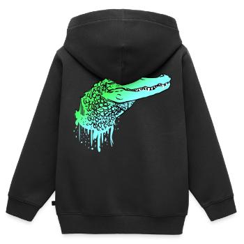 Krokodil Kroko Echse Alligator - Kinder Premium Organic Zip Hoodie - Schwarz - Hinten - AI Model Kid Male (0cm)