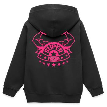 Nachbarsuper Arm Muskel-Banner 207 - Kinder Premium Organic Zip Hoodie - Schwarz - Hinten - AI Model Kid Male (0cm)