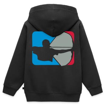 Bogenschießen Bogenschießen Logo bogenschieben - Kinder Premium Organic Zip Hoodie - Schwarz - Hinten - AI Model Kid Male (0cm)