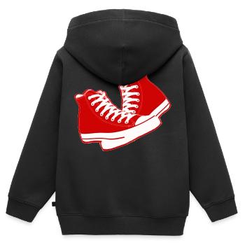 chaussures old school - Sweat Premium à capuche zippé enfant bio - noir - Dos - AI Model Kid Male (0cm)